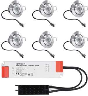 6x Lavanto - Mini LED spotjes 12V IP44 Grijs