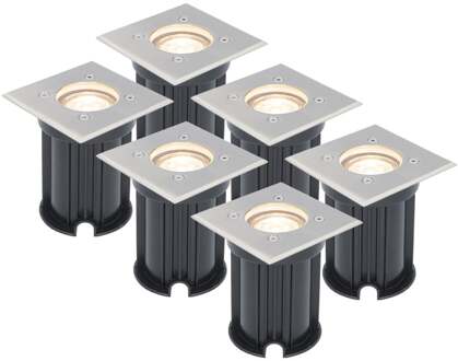 6x - LED Grondspots - overrijdbaar Zilver