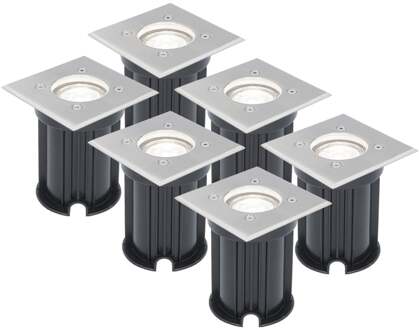 6x - LED Grondspots Zilver
