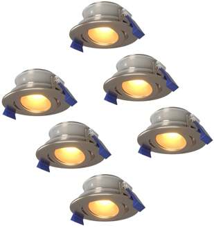 6x - LED Inbouwspots Badkamer IP65 Zilver