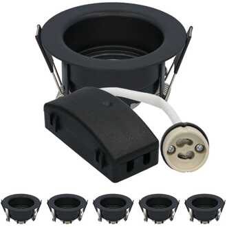 6x - LED Inbouwspots Badkamer IP65 Zwart