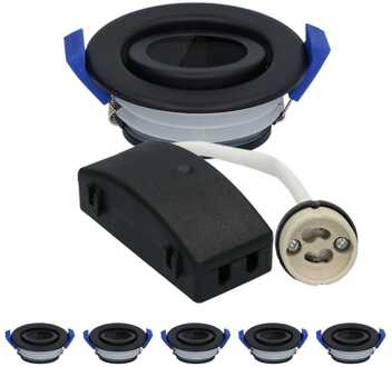 6x - LED Inbouwspots Badkamer IP65 Zwart