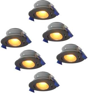 6x - LED Inbouwspots Badkamer IP65 Zwart