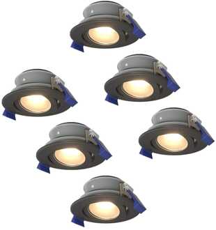 6x - LED Inbouwspots Badkamer IP65 Zwart
