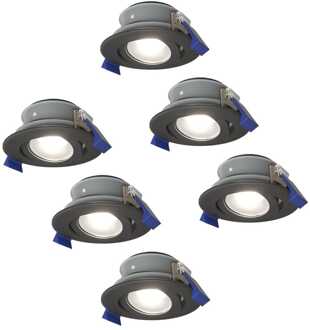6x - LED Inbouwspots Badkamer IP65 Zwart