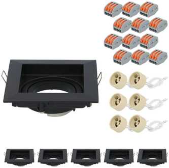 6x - LED Inbouwspots Zwart