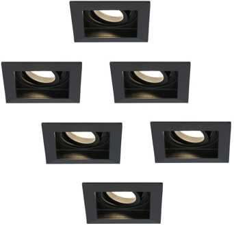 6x - LED Inbouwspots Zwart