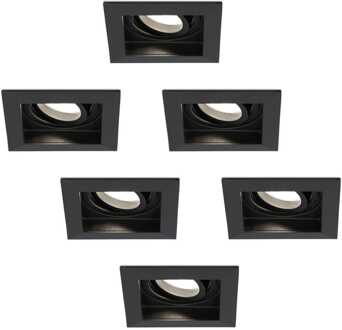 6x - LED Inbouwspots Zwart