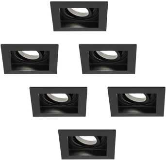 6x - LED Inbouwspots Zwart