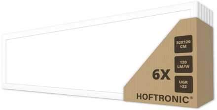 6x LED Paneel - 30 x 120 cm - 36 Watt - 4320lm (120lm/W) - 4000K neutraal wit - Flikkervrij - UGR22 - 50.000 branduren - Incl. Philips Certa Drive driver