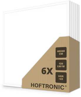 6x LED Paneel - 60x60 cm - 36 Watt - 4320lm (120lm/W) - 4000K neutraal wit - Flikkervrij - UGR22 - 50.000 branduren - Incl. Philips Certa Drive driver