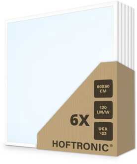 6x LED Paneel - 60x60 cm - 36 Watt - 4320lm (120lm/W) - 6000K daglicht wit - Flikkervrij - UGR22 - 50.000 branduren - Incl. Philips Certa Drive driver