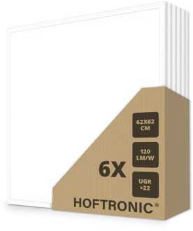 6x LED Paneel - 62 x 62 cm - 36 Watt - 4320lm (120lm/W) - 4000K neutraal wit - Flikkervrij - UGR22 - 50.000 branduren - Incl. Philips Certa Drive driver