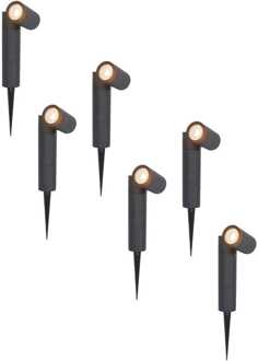 6x LED Prikspot Zwart IP65 GU10