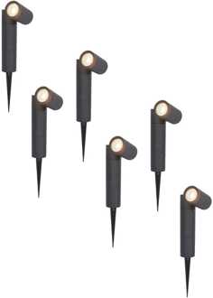 6x LED Prikspot Zwart IP65 GU10