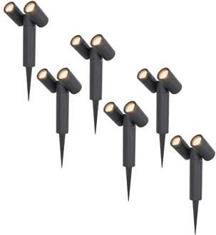 6x LED Prikspot Zwart IP65 GU10