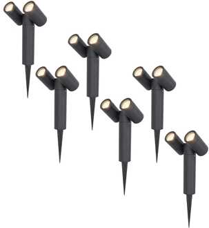 6x LED Prikspot Zwart IP65 GU10