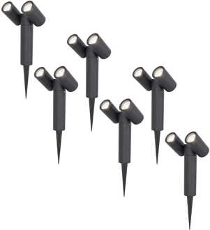 6x LED Prikspot Zwart IP65 GU10