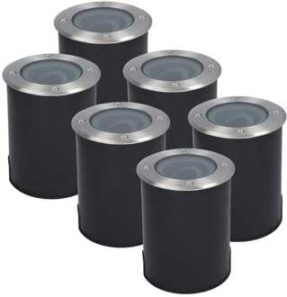 6x Lilly - LED Grondspots Zilver Kantelbaar