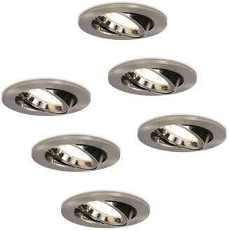 6x Lublin - LED Inbouwspots Zilver Kantelbaar