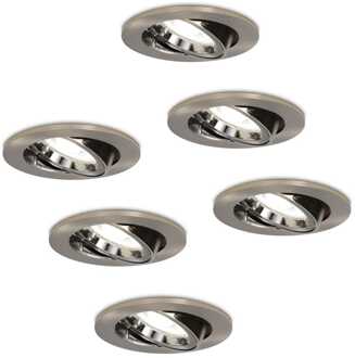 6x Lublin - LED Inbouwspots Zilver Kantelbaar