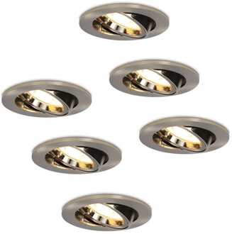 6x Lublin - LED Inbouwspots Zilver Kantelbaar