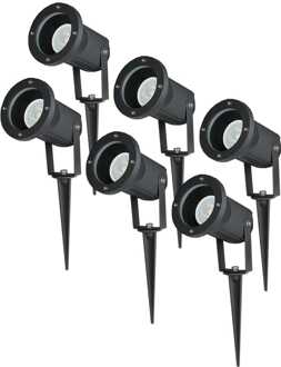 6x Lumi LED Prikspot Zwart IP44 GU10