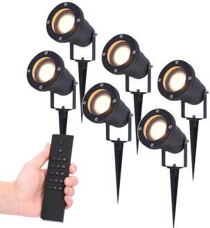 6x Lumi LED Prikspot Zwart IP65 GU10