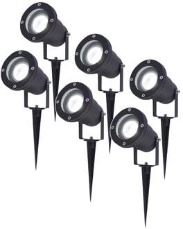 6x Lumi LED Prikspot Zwart IP65 GU10