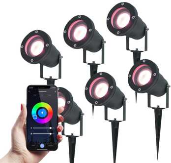 6x Lumi RGBWW WiFi+Bluetooth Zwart