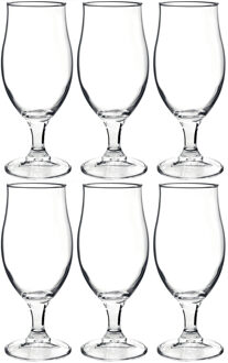 6x Luxe bierglas/bierglazen speciaalbier 375 ml - Bierglazen Transparant