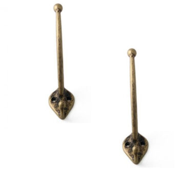 6x Luxe kapstokhaken / jashaken / kapstokhaakjes aluminium antiek brons enkele haak 13 x 3,5 cm