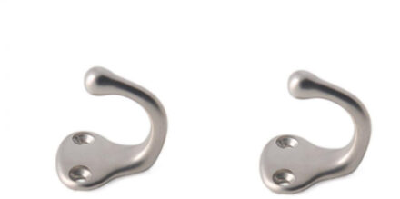 6x Luxe kapstokhaken / jashaken / kapstokhaakjes messing RVS kleur enkele haak 3,8 x 3 cm