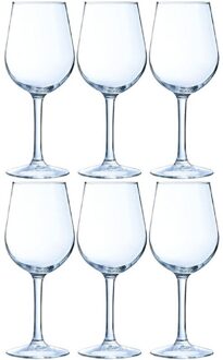 6x Luxe wijnglazen voor witte wijn 270 ml Transparant