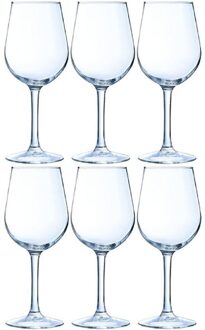 6x Luxe witte wijn glazen 270 ml - Wijnglazen Transparant