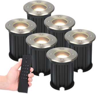 6x Maisy - LED Grondspots Zilver IP65 overrijdbaar