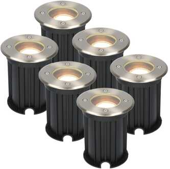 6x Maisy - LED Grondspots Zilver IP65 overrijdbaar