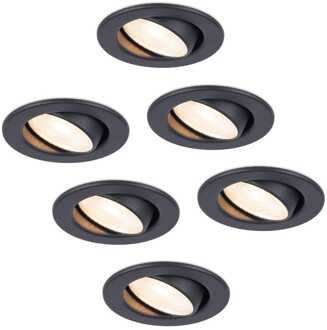 6x Malta - LED Inbouwspots Badkamer IP44 Zwart