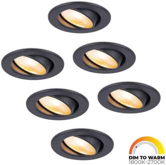 6x Malta - LED Inbouwspots Badkamer IP44 Zwart