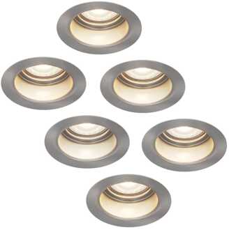 6x Mari - LED Inbouwspots Badkamer IP65 Zilver