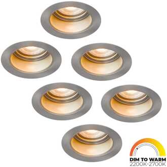 6x Mari - LED Inbouwspots Badkamer IP65 Zilver