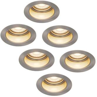 6x Mari - LED Inbouwspots Badkamer IP65 Zilver