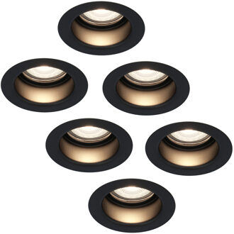 6x Mari - LED Inbouwspots Badkamer IP65 Zwart