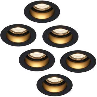 6x Mari - LED Inbouwspots Badkamer IP65 Zwart