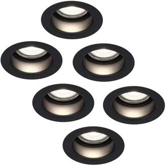 6x Mari - LED Inbouwspots Badkamer IP65 Zwart