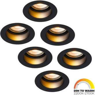 6x Mari - LED Inbouwspots Badkamer IP65 Zwart