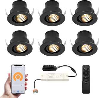 6x Medina - Mini LED spotjes 12V IP44 Zwart