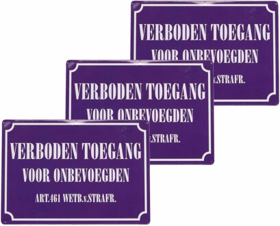 6x Metalen bordjes verboden toegang voor onbevoegden 21 x 15 cm - Blikken bordje geen toegang - Verbodsbord - Waakbord