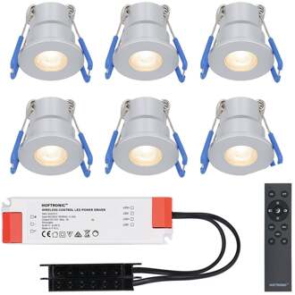 6x Milano - Mini LED spotjes 12V IP65 Dimbaar via Grijs