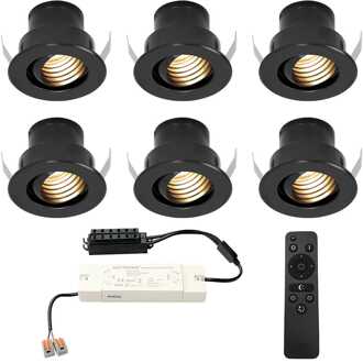 6x - Mini LED spotjes 12V IP44 Dimbaar via Zwart